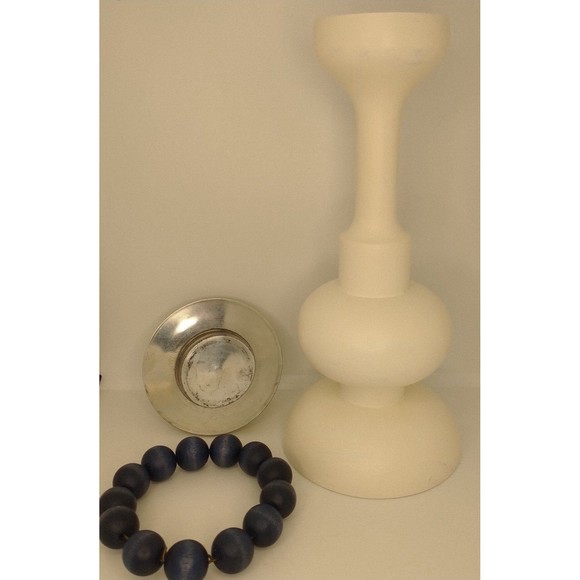 Aarikka Finland Candle Sticks Holders Set of 2 White Wood - Picture 3 of 12